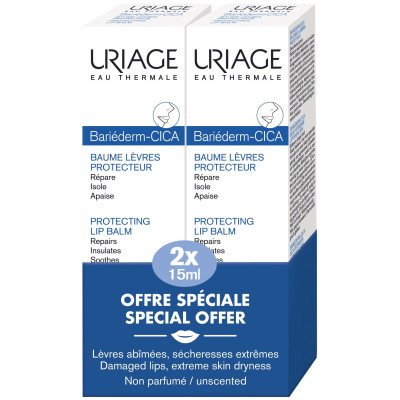URIAGE BARIEDERM-CICA DUO КОМПЛЕКТ PROTECTING LIP BALM възстановяващ балсам за устни 2 x 15 мл
