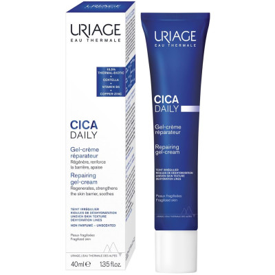 URIAGE BARIEDERM-CICA Daily Gel-Cream успокояващ гел-крем за лице с пребиотик за чувствителна разразнена кожа 40 мл