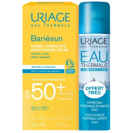 URIAGE BARIESUN КОМПЛЕКТ SPF50+ слънцезащитен крем за лице за чувствителна кожа 50 мл + ПОДАРЪК ТЕРМАЛНА ВОДА 50 мл