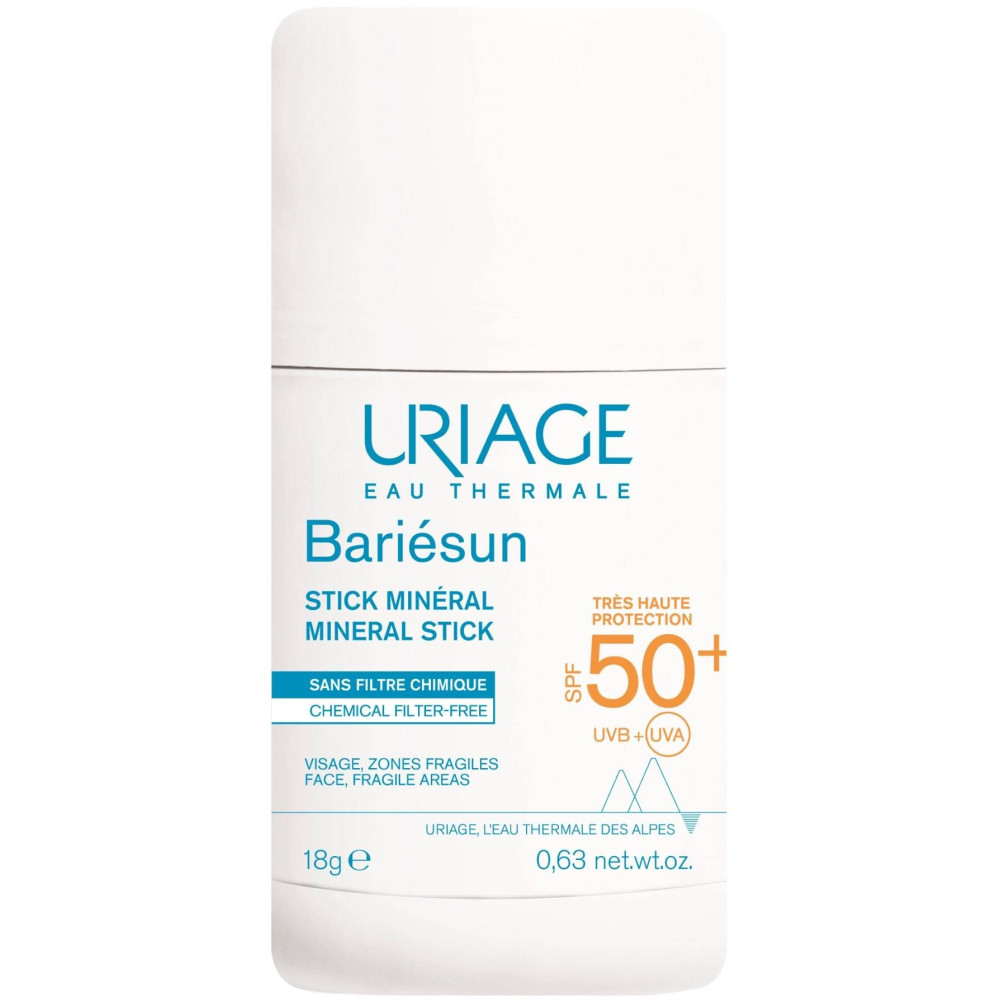 URIAGE BARIESUN MINERAL STICK SPF50+ минерален слънцезащитен стик за чувствителни зони за лице и тяло за цялото семейство 18 г - Слънцезащита URIAGE BARIESUN MINERAL STICK SPF50+ минерален слънцезащитен стик за чувствителни зони за лице и тяло за цялото семейство 18 г - Слънцезащита