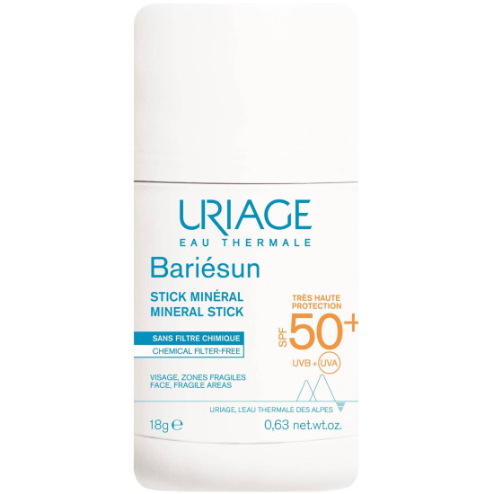 URIAGE BARIESUN MINERAL SUN STICK SPF50+ минерален слънцезащитен стик за чувствителни зони за лице и тяло 18 г