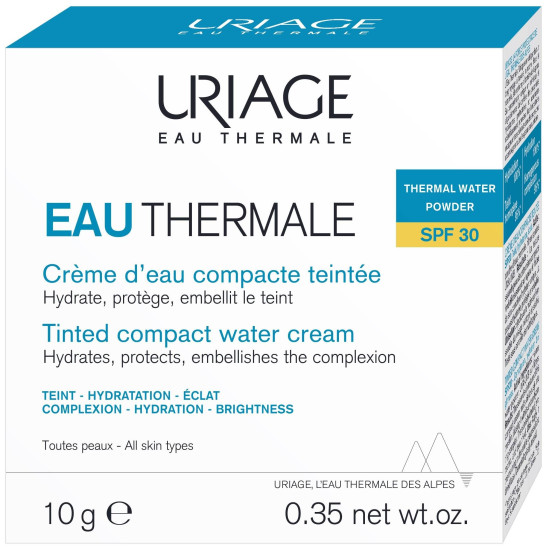URIAGE EAU THERMALE Water Cream Tinted Compact SPF30 хидратираща компактна крем-пудра универсален цвят за всеки тип кожа 10 г