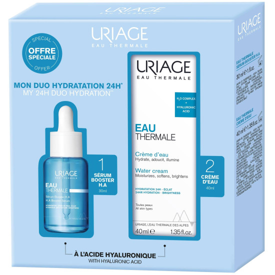 URIAGE EAU THERMALE КОМПЛЕКТ МОЕТО ДУО ЗА 24 ЧАСА ХИДРАТАЦИЯ BOOSTER SERUM хиалуронов серум 30мл + термален хидратиращ крем 40мл
