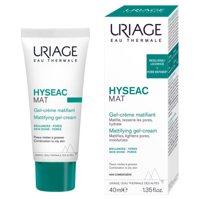 URIAGE HYSEAC MAT EMULSION матираща овлажняваща и стягаща порите емулсия за лице за мазна и комбинирана кожа 40 мл