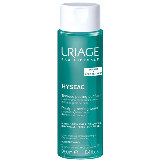 URIAGE HYSEAC PURIFYING PEELING TONER почистващ тоник за лице за мазна кожа с несъвършенства 250 мл