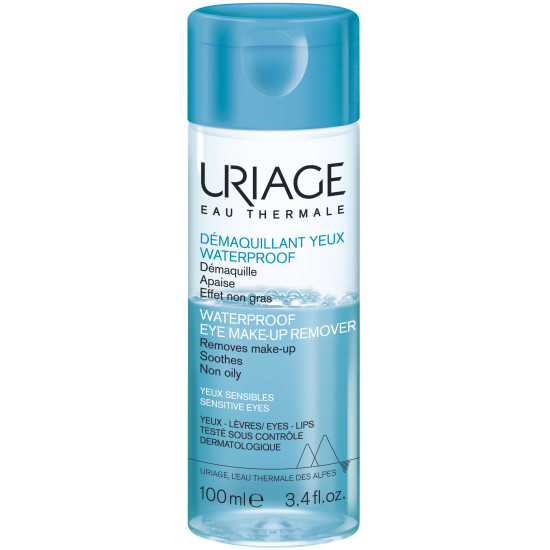 URIAGE WATERPROOF EYE MAKE-UP REMOVER лосион за премахване на водоустойчив грим от лице очи и устни за чувствителна кожа 100 мл