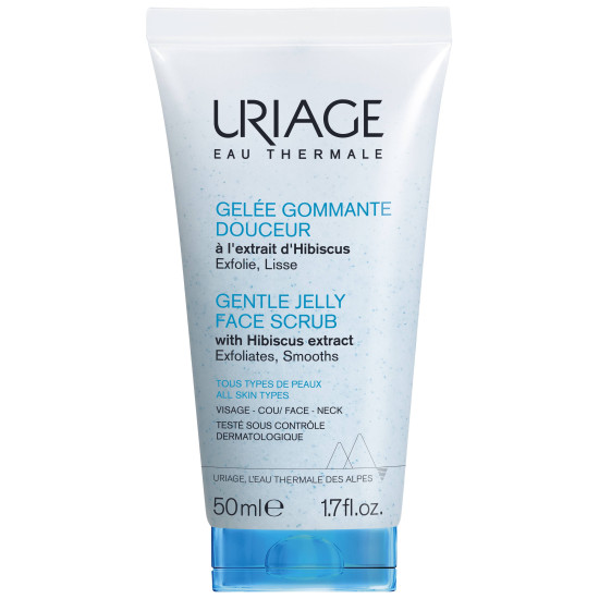 URIAGE GENTLE JELLY FACE SCRUB нежен ексфолиращ гел за лице и шия за всеки тип кожа 50 мл