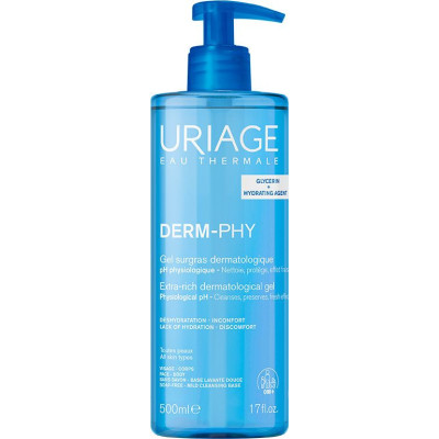 URIAGE EAU THERMALE DERM-PHY GEL SURGRAS обогатен измивен гел за чувствителна кожа 500 мл