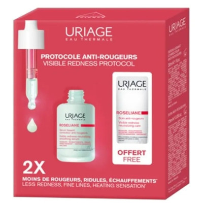 URIAGE ROSELIANE КОМПЛЕКТ SERUM изглаждащ серум за лице с кожа розацея неутрализиращ зачервяването 30мл + CREAM ANTI-REDNES 15мл