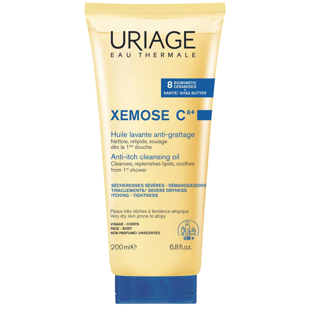 URIAGE XEMOSE C8+ HUILE LAVANTE успокояващо измивно олио за лице и тяло за суха кожа склонна към атопия 200 мл - Грижа за лицето и тялото