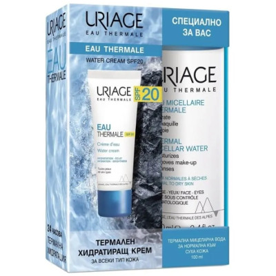 URIAGE EAU THERMALE КОМПЛЕКТ термален хидратиращ крем за лице SPF20 40 мл + почистваща термална мицеларна вода 100 мл