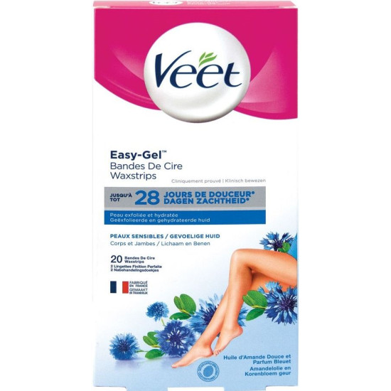 VEET EXPERT LEGS & BODY депилиращи ленти студен восък за тяло и крака за чувствителна кожа х 20 бр