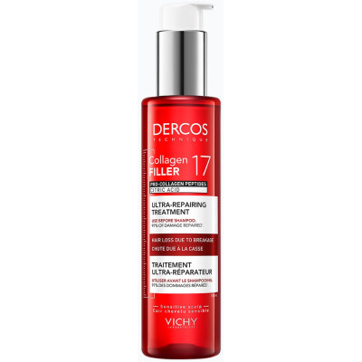 VICHY DERCOS COLLAGEN 17 FILLER Ultra-Repairing Treatment ПРЕ-ШАМПОАН ултравъзстановяващ при косопад и накъсване на косата 150мл