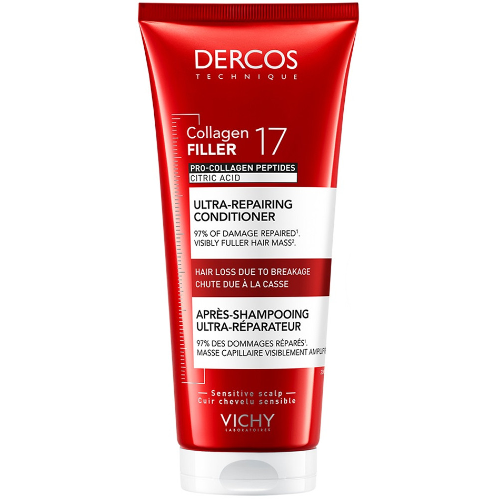 VICHY DERCOS COLLAGEN 17 FILLER Ultra-Repairing Conditioner БАЛСАМ ултравъзстановяващ при косопад и накъсване на косата 200 мл - Грижа за косата