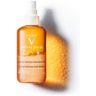 VICHY CAPITAL SOLEIL SPF50 слънцезащитна вода с бета каротен за подобряване на тена 200 мл
