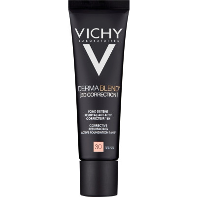 VICHY DERMABLEND 3D CORRECTION BEIGE 30 SPF25 коригиращ фон дьо тен за мазна кожа склонна към акне бежов цвят 30 мл