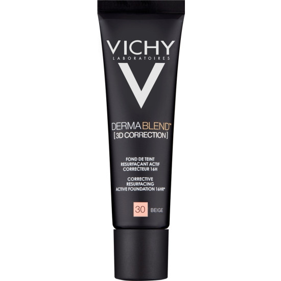 VICHY DERMABLEND 3D CORRECTION BEIGE 30 SPF25 коригиращ фон дьо тен за мазна кожа склонна към акне бежов цвят 30 мл