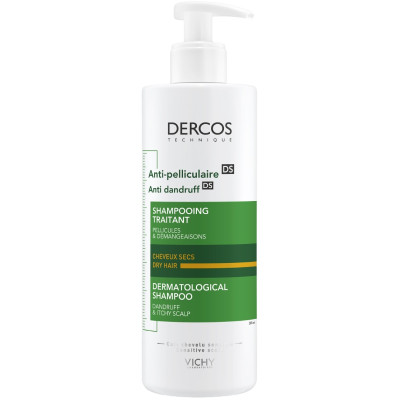 VICHY DERCOS ANTI-DANDRUFF DS DRY HAIR третиращ шампоан против пърхот за суха коса 390 мл