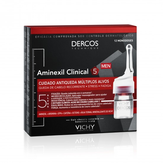 ᐉ ВИШИ DERCOS AMINEXIL CLINICAL 5 ампули против косопад при мъже 6 мл х 12 бр
