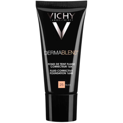 VICHY DERMABLEND 3D CORRECTION NUDE 25 SPF25 коригиращ фон дьо тен за мазна кожа склонна към акне телесен цвят 30 мл