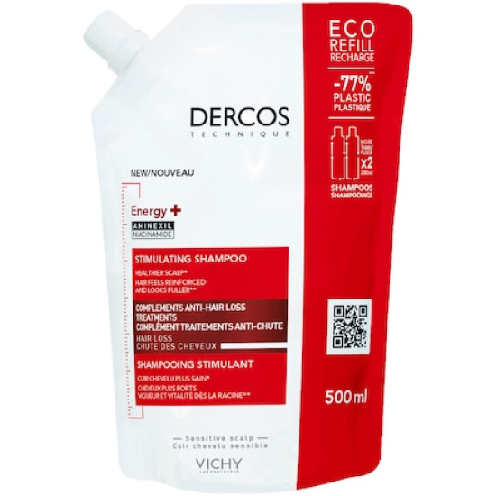 VICHY DERCOS ENERGY+ стимулиращ шампоан против косопад 500 мл ПЪЛНИТЕЛ