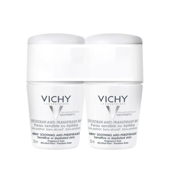VICHY DEO DUO КОМПЛЕКТ 48H део рол-он против изпотяване без парфюм 2 х 50 мл