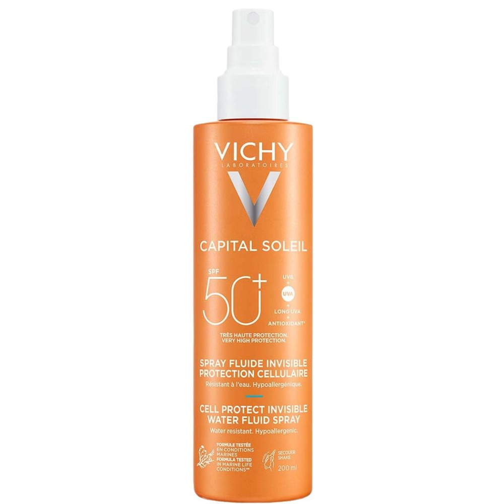 ВИШИ CAPITAL SOLEIL CELL PROTECT SPF50+ слънцезащитен флуиден спрей за лице и тяло 200 мл - Грижа за лицето и тялото
