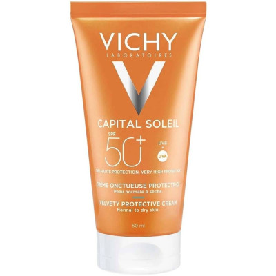 VICHY CAPITAL SOLEIL SPF50+ кадифен слънцезащитен крем за нормална до суха чувствителна кожа на лицето 50 мл