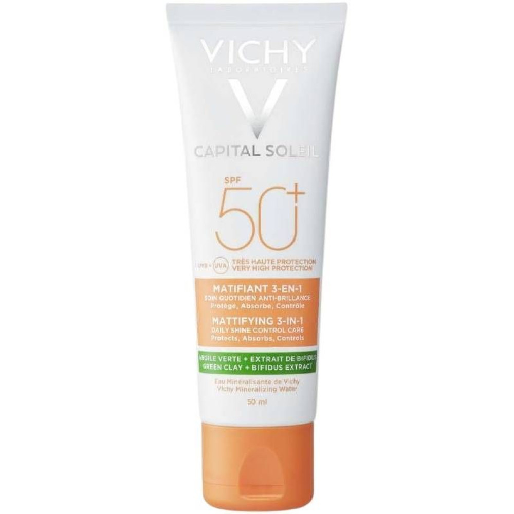 ВИШИ CAPITAL SOLEIL SPF50 3в1 слънцезащитен матиращ и коригиращ крем с много висока защита 50 мл - Слънцезащита