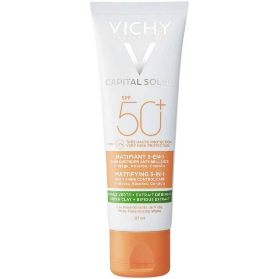VICHY CAPITAL SOLEIL SPF50 3в1 слънцезащитен матиращ и коригиращ крем за лице с много висока защита 50 мл