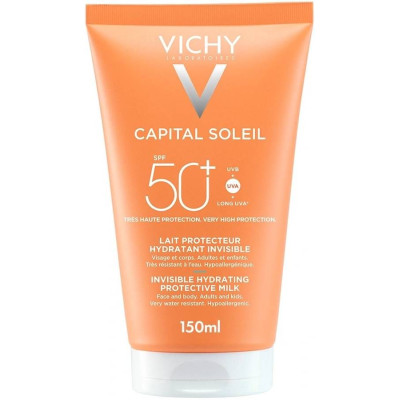 VICHY CAPITAL SOLEIL Invisible Hydrating Protective Milk SPF50+ слънцезащитно мляко за лице и тяло 150 мл