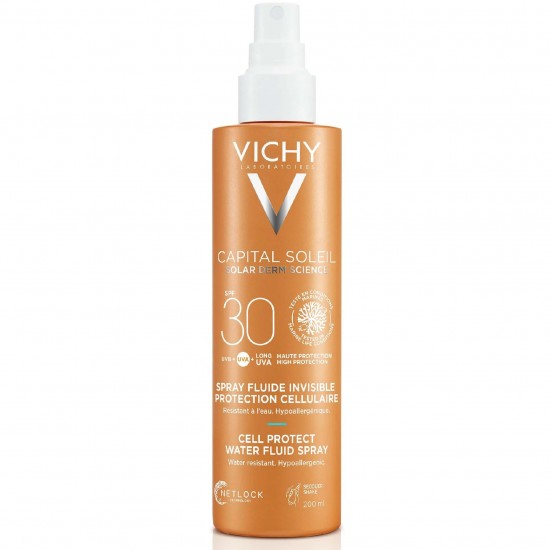 VICHY CAPITAL SOLEIL CELL PROTECT SPF30 слънцезащитен флуиден спрей за лице и тяло 200 мл