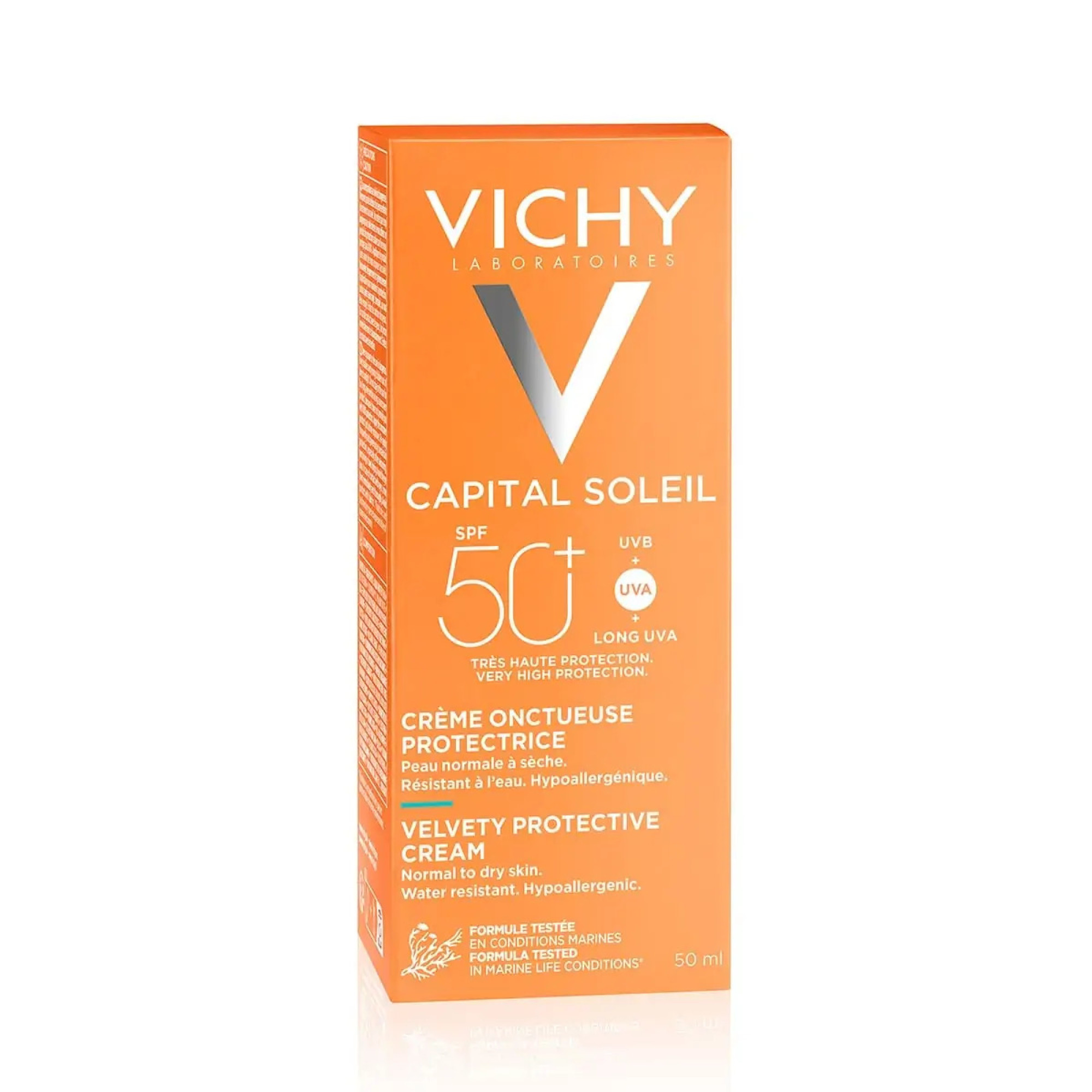 ВИШИ CAPITAL SOLEIL SPF50+ кадифен слънцезащитен крем за нормална до ...