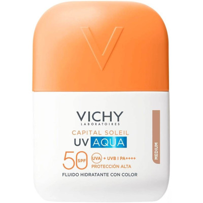 VICHY CAPITAL SOLEIL UV AQUA Hydrating Invisible Fluid SPF50 MEDIUM хидратиращ слънцезащитен флуид за лице СРЕДЕН НЮАНС 50 мл