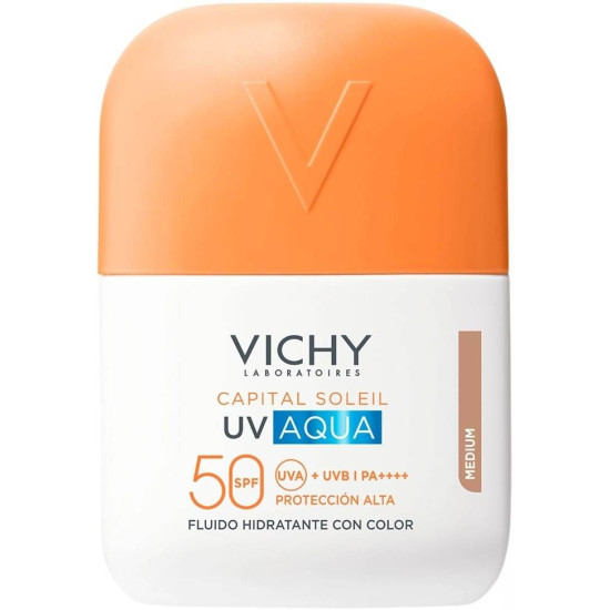 VICHY CAPITAL SOLEIL UV AQUA Hydrating Invisible Fluid SPF50 MEDIUM хидратиращ слънцезащитен флуид за лице СРЕДЕН НЮАНС 50 мл