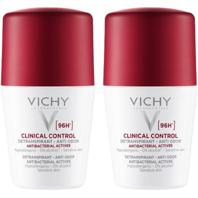 VICHY DEO DUO КОМПЛЕКТ CLINICAL CONTROL 96H део рол-он против изпотяване за чувствителна кожа 2 х 50 мл