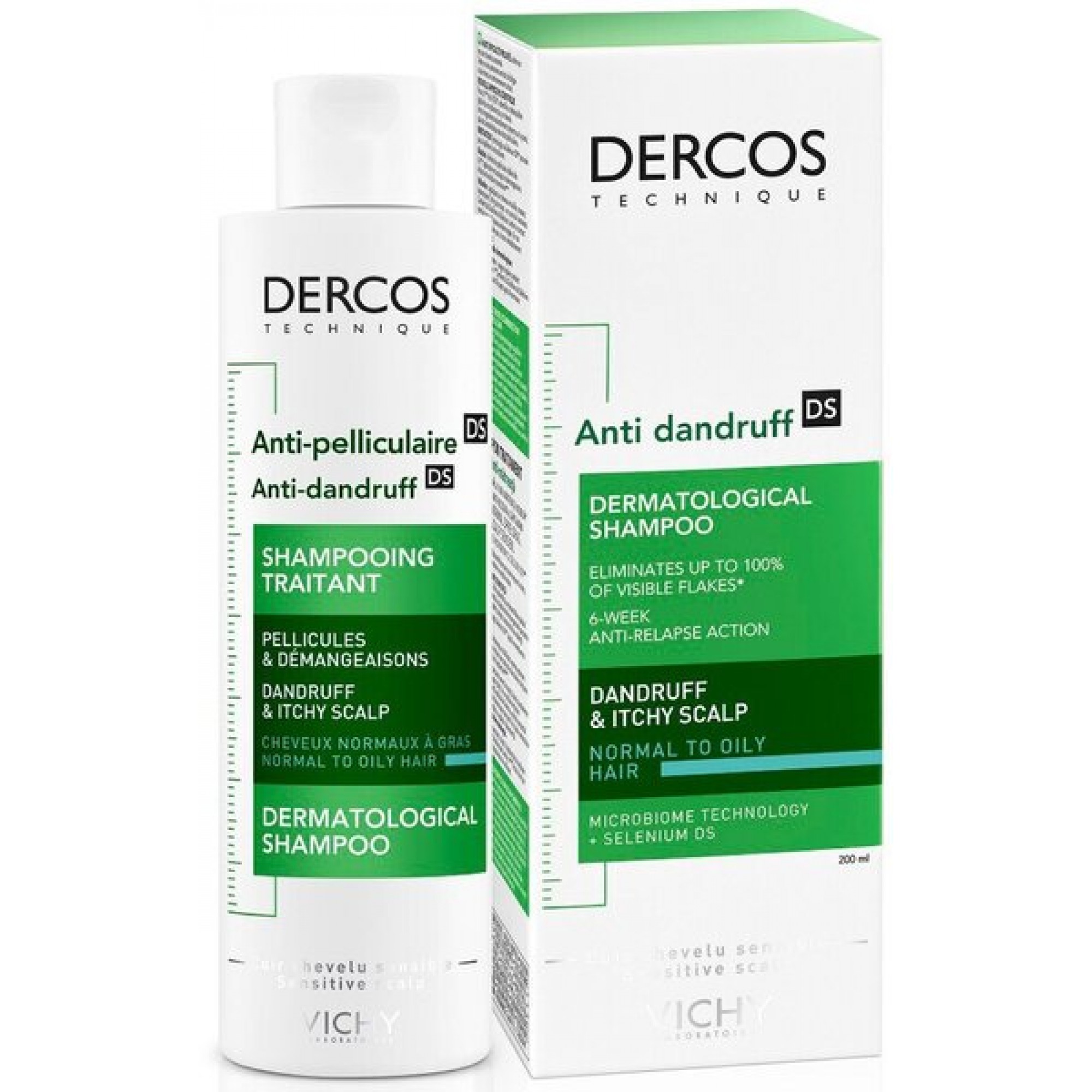 VICHY DERCOS ANTI-DANDRUFF DS NORMAL TO OILY HAIR третиращ шампоан ...