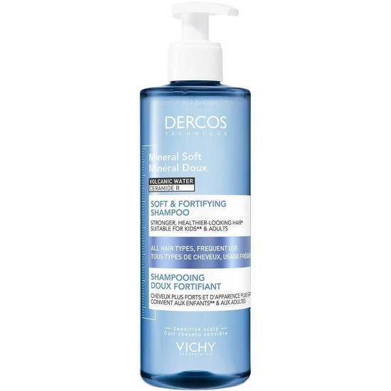 VICHY DERCOS MINERAL SOFT Soft & Fortifying мек и укрепващ шампоан за честа употреба за всеки тип коса 400 мл