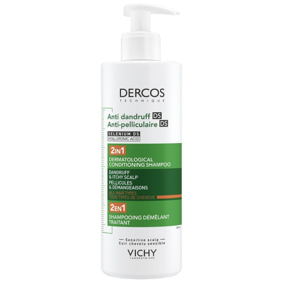 VICHY DERCOS ANTI-DANDRUFF DS 2 в 1 шампоан и балсам против пърхот и себорея 390 мл