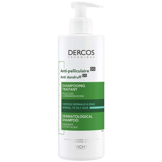 VICHY DERCOS ANTI-DANDRUFF DS NORMAL TO OILY HAIR третиращ шампоан против пърхот за нормална до мазна коса 390 мл