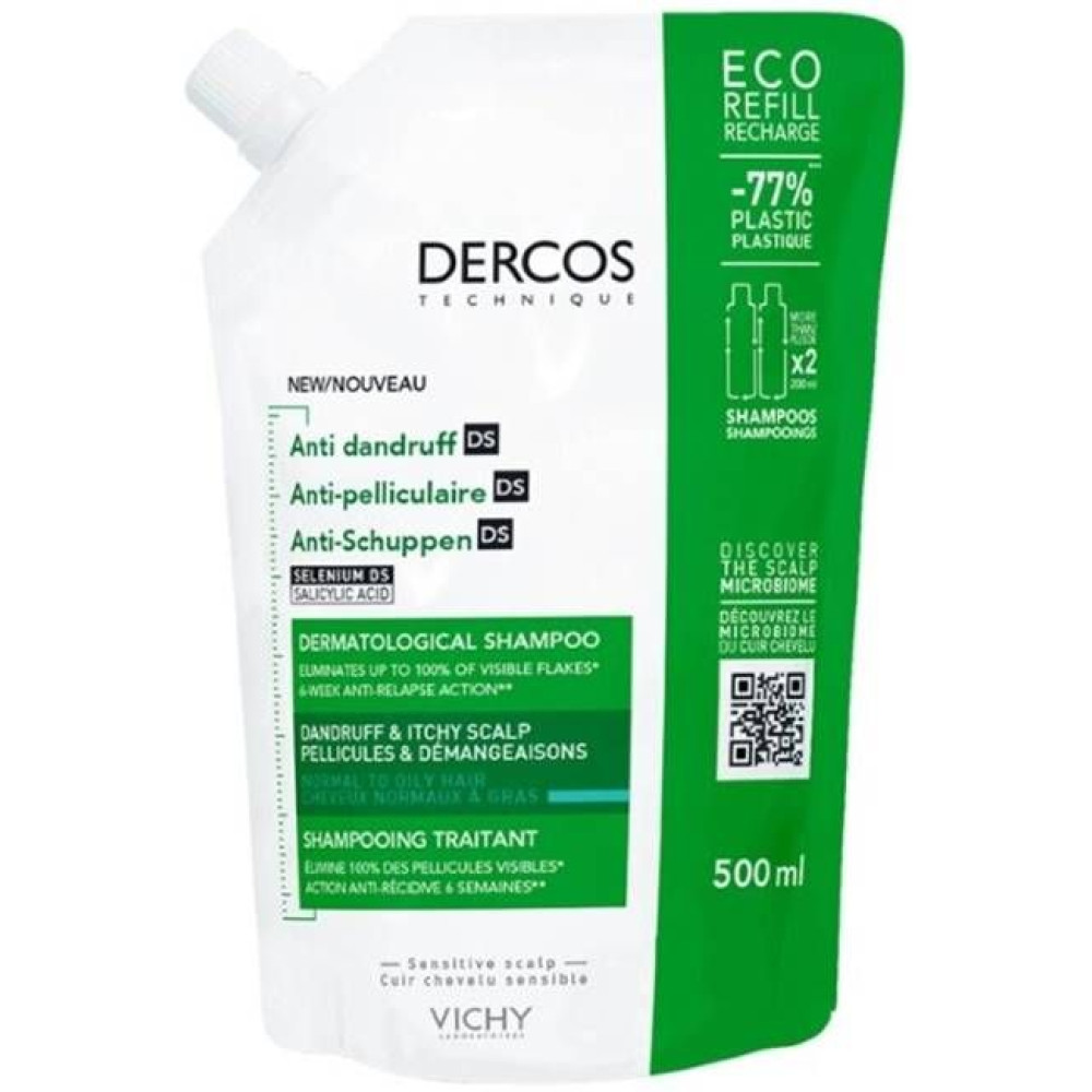 ВИШИ DERCOS ANTI-DANDRUFF DS NORMAL TO OILY HAIR третиращ шампоан против пърхот за нормална до мазна коса 500 мл ПЪЛНИТЕЛ - Грижа за косата ВИШИ DERCOS ANTI-DANDRUFF DS NORMAL TO OILY HAIR третиращ шампоан против пърхот за нормална до мазна коса 500 мл ПЪЛНИТЕЛ - Грижа за косата