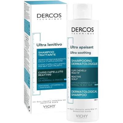 VICHY DERCOS ULTRA SOOTHING NORMAL TO OILY HAIR ултра успокояващ шампоан за нормална до мазна коса 200 мл