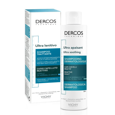 ВИШИ DERCOS ULTRA SOOTHING NORMAL TO OILY HAIR ултра успокояващ шампоан за нормална до мазна коса 200 мл