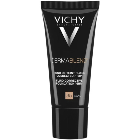 VICHY DERMABLEND SAND 35 SPF35 коригиращ фон дьо тен флуид 16 часа за всеки тип кожа пясъчен цвят 30 мл
