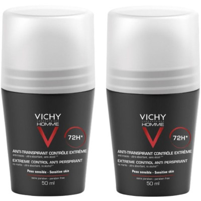 VICHY HOMME DEO DUO КОМПЛЕКТ 72H рол-он против изпотяване за мъже 2 х 50 мл