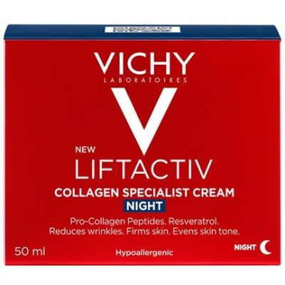 VICHY LIFTACTIV COLLAGEN SPECIALIST NIGHT нощен крем за лице за по-високи нива на колаген в кожата против хиперпигментация 50 мл