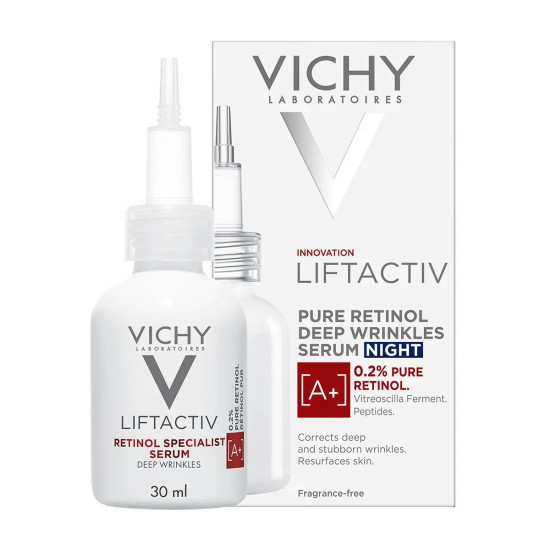 VICHY LIFTACTIV RETINOL A+ SPECIALIST SERUM NIGHT нощен серум за изглаждане дълбоки бръчки на лицето с ретинол 30 мл