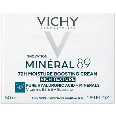 VICHY MINERAL 89 72H MOISTURE BOOSTING CREAM RICH TEXTURE хидратиращ крем с богата текстура за суха и много суха кожа 50 мл