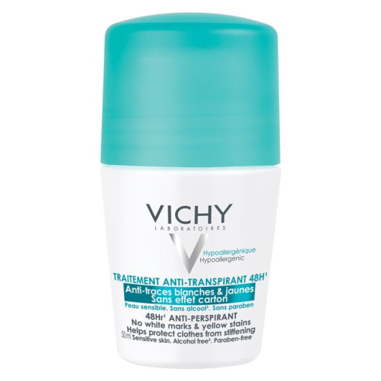 VICHY DEO ANTI-PERSPIRANT 48H no white marks & yellow stains део рол-он против изпотяване без бели следи и жълти петна 50 мл