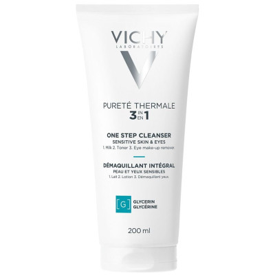 VICHY PURETE THERMALE 3 IN 1 ONE STEP CLEANSER SENSITIVE SKIN&EYES дегримиращо почистващо мляко за чувствителна кожа и очи 200мл